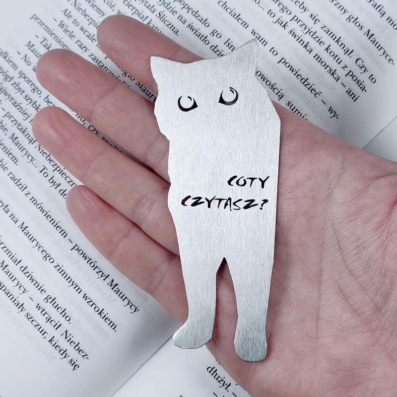 Stalowa zakładka do książki kot na prezent