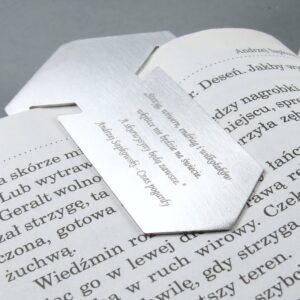 Metalowa zakładka z grawerem własny tekst lub grafika | stal szlachetna 316L