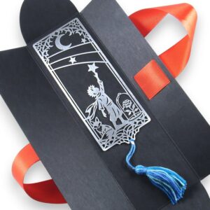 Metalowa zakładka do książki z Małym Księciem i chwościkiem