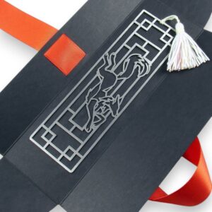 Metalowa zakładka z lisem kitsune i chwostem